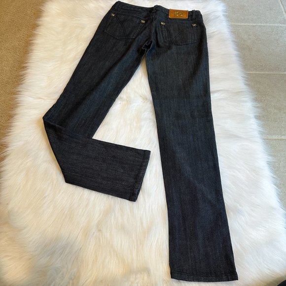 Frankie Morello Jeans Slim Straight Leg Gold Skull Crossbones Streetwear Size 28 - Picture 16 of 16